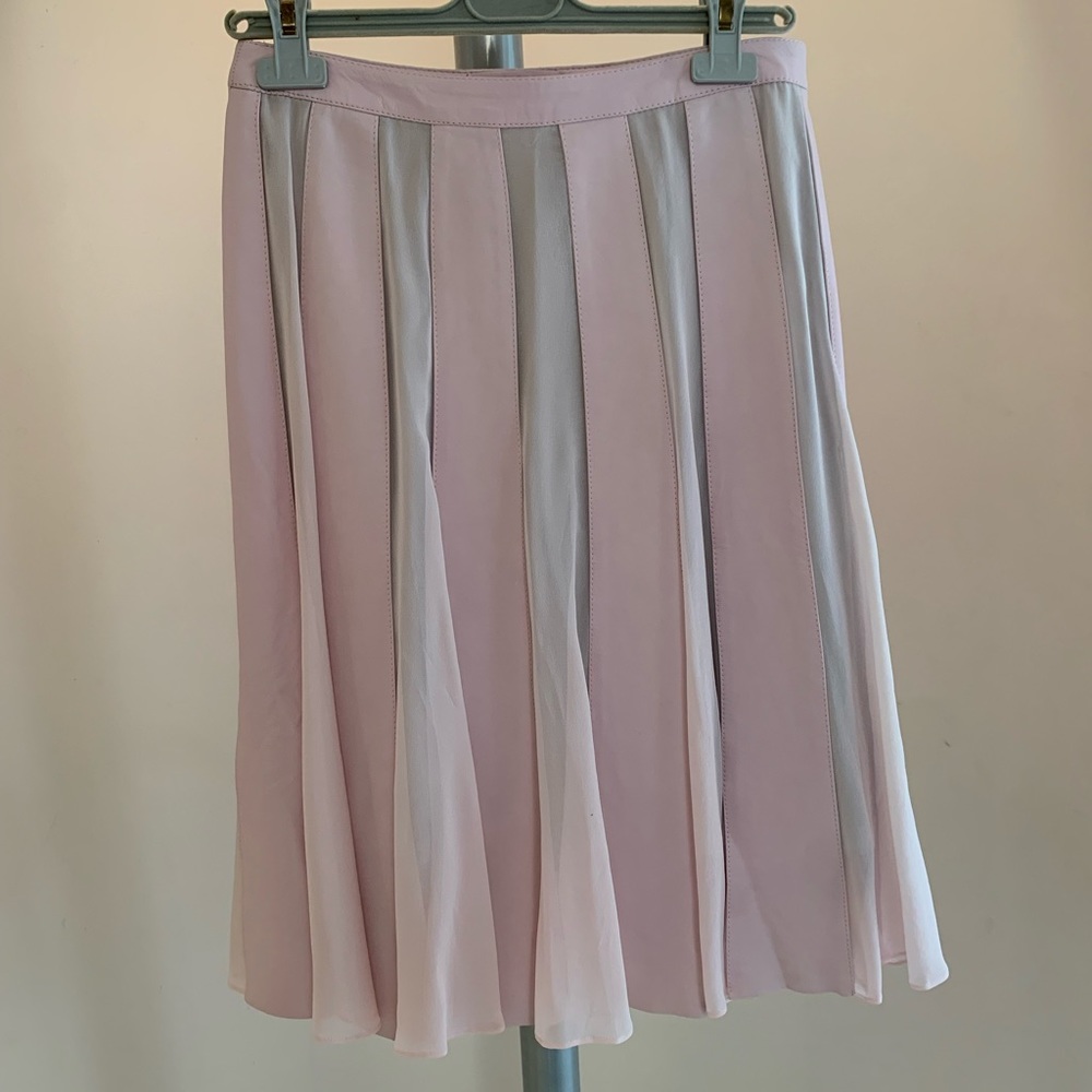 Vintage leather chiffon midi skirt